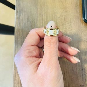 Tory Burch Raised Logo Ring (Size 7) With Dust Bag